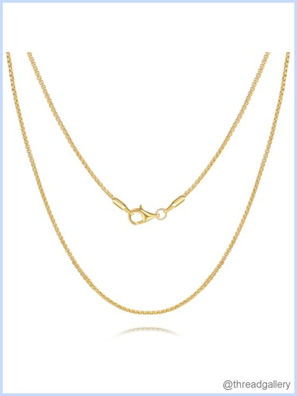 14K Gold Plated Box Chain Necklace 22in Lobster Clasp